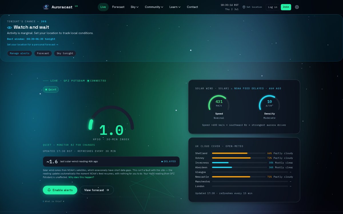 Screenshot of AuroraCast
